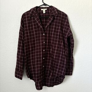 Madewell Womens XS Red Pink Plaid Flannel Pajama Top PJs Sleep